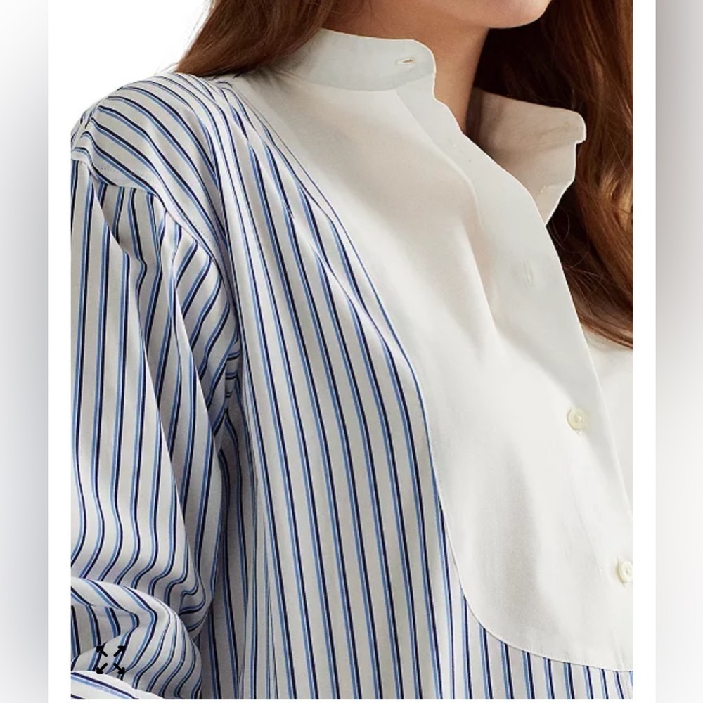 Ralph Lauren Blue and White Striped Button Down Shirt - Picture 3 of 15